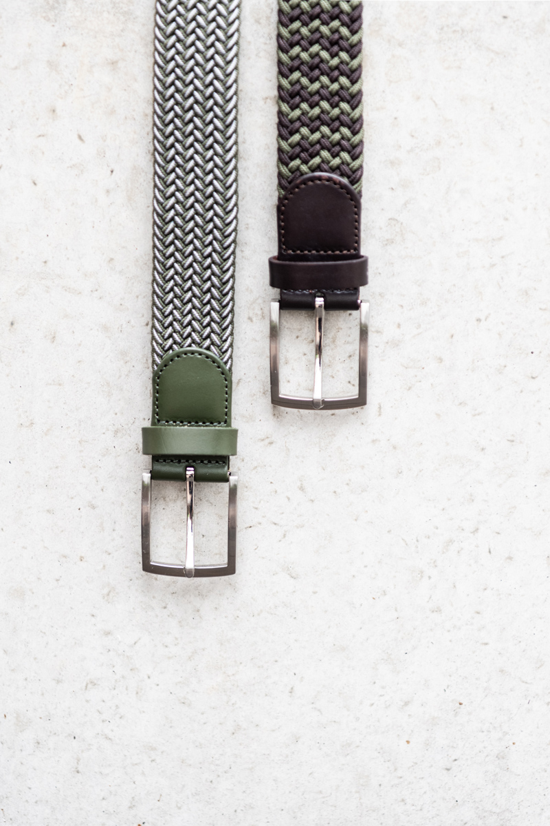 Dwa paski, jeden z kolorze zielono szarym a drugi w kolorach brązu