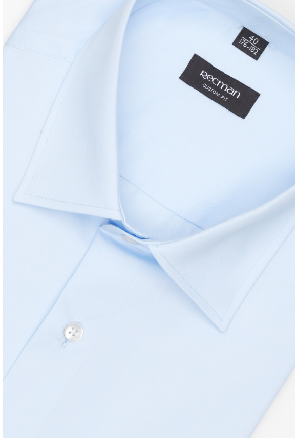 KOSZULA VERSONE 3180E KRÓTKI RĘKAW CUSTOM FIT BŁĘKITNA Z BAWEŁNĄ