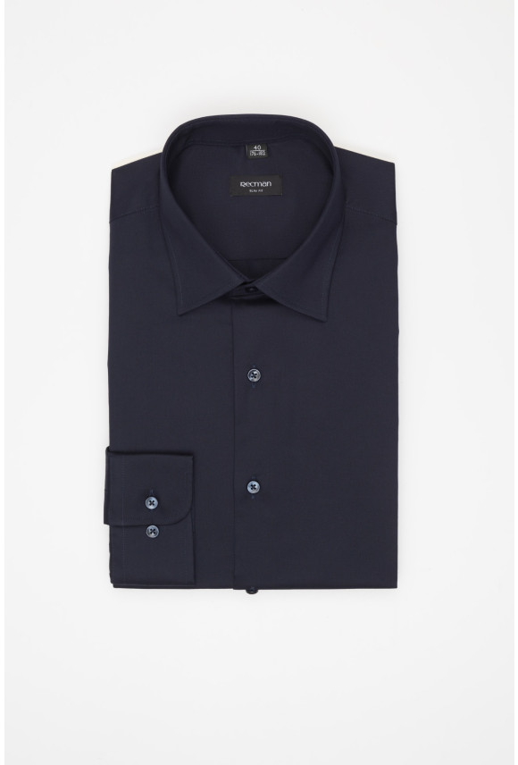 KOSZULA VERSONE 3292E DŁUGI RĘKAW SLIM FIT GRANATOWA Z BAWEŁNY