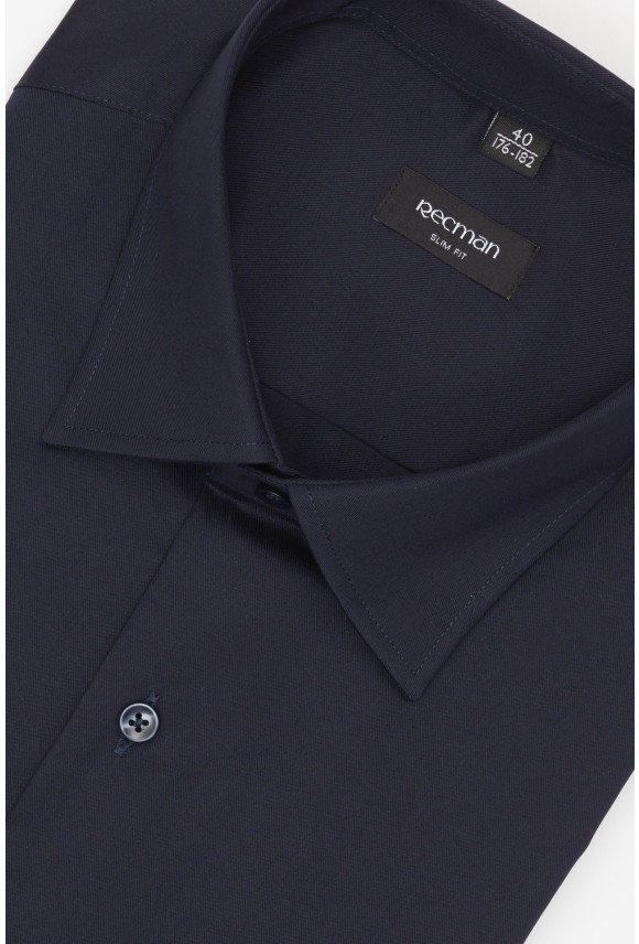 KOSZULA VERSONE 3292E DŁUGI RĘKAW SLIM FIT GRANATOWA Z BAWEŁNY