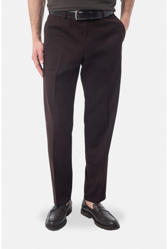 SPODNIE ZURIN 253 BRĄZOWE Z BAWEŁNY