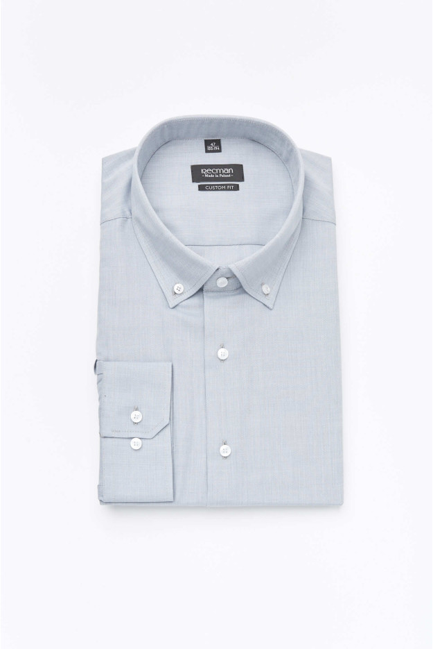KOSZULA VERSONE 2587 DŁUGI RĘKAW CUSTOM FIT SZAROŚĆ