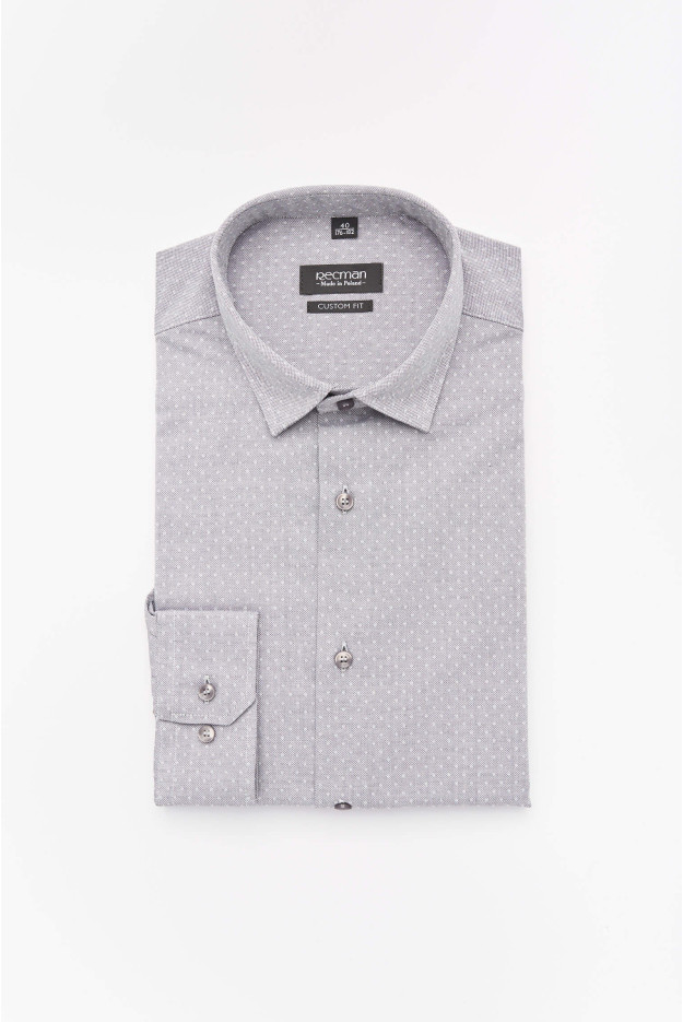 KOSZULA VERSONE 2237 DŁUGI RĘKAW CUSTOM FIT SZAROŚĆ