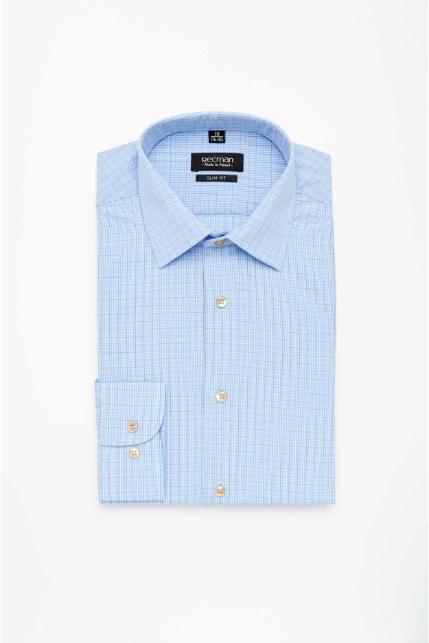 KOSZULA COVIVA 2923 DŁUGI RĘKAW SLIM FIT NIEBIESKA