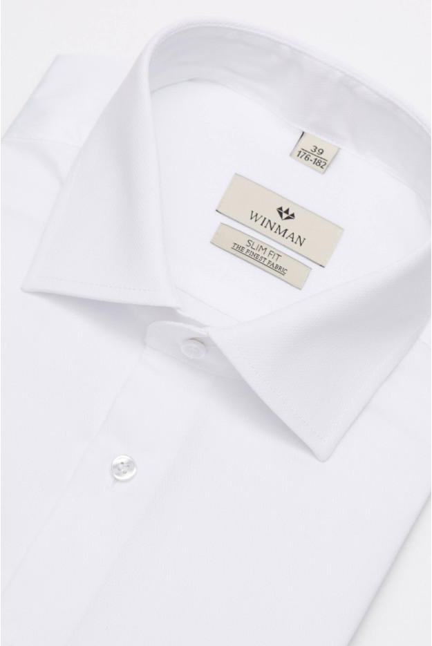 KOSZULA WINCODE 2958 DŁUGI RĘKAW SLIM FIT BIAŁY