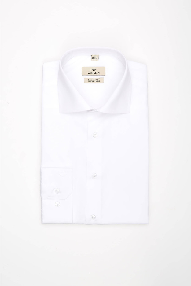 KOSZULA WINCODE 2957 DŁUGI RĘKAW CUSTOM FIT BIAŁY