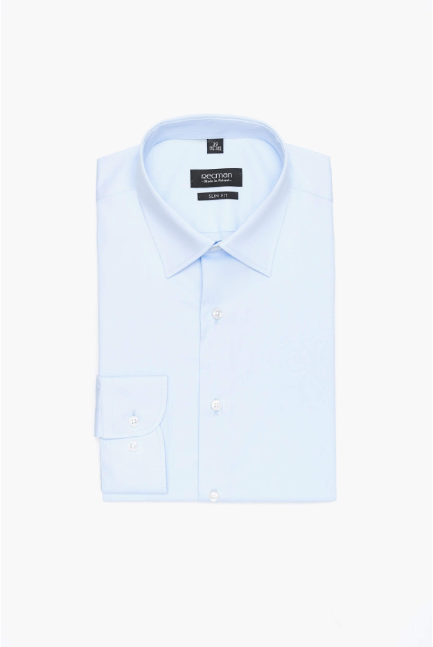 KOSZULA VERSONE 2987/1E DŁUGI RĘKAW SLIM FIT BŁĘKITNY
