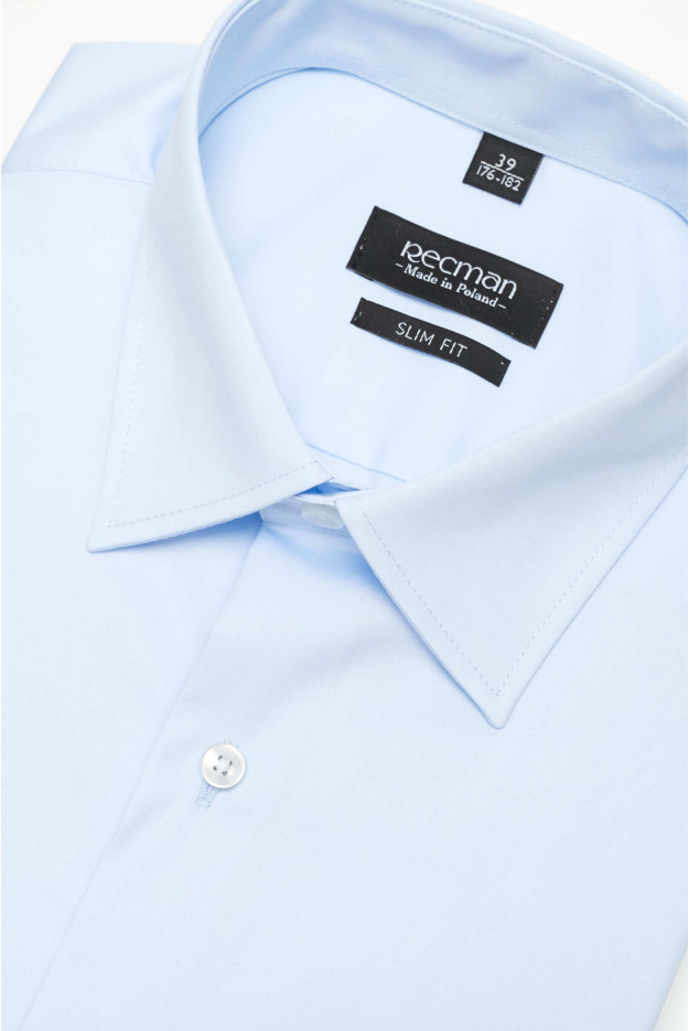 KOSZULA VERSONE 2987/1E DŁUGI RĘKAW SLIM FIT BŁĘKITNY