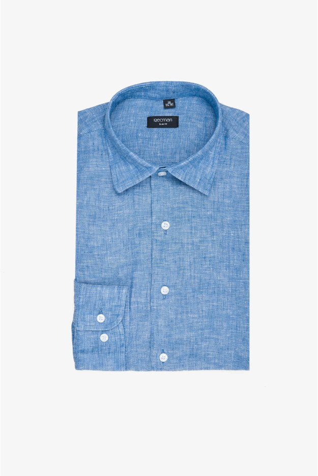 KOSZULA FORMENTO 3015 DŁUGI RĘKAW SLIM FIT NIEBIESKA