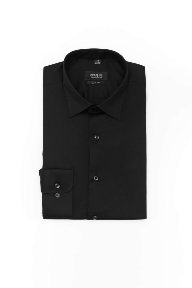 KOSZULA VERSONE 3092E DŁUGI RĘKAW SLIM FIT CZARNA