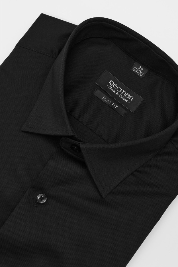 KOSZULA VERSONE 3092E DŁUGI RĘKAW SLIM FIT CZARNA