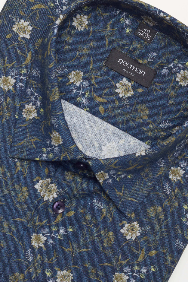KOSZULA COLINE 3114T DŁUGI RĘKAW SLIM FIT GRANATOWA