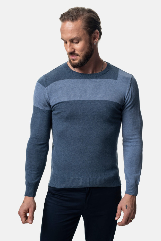 SWETER BOEL Z OKRĄGŁYM DEKOLTEM NIEBIESKI