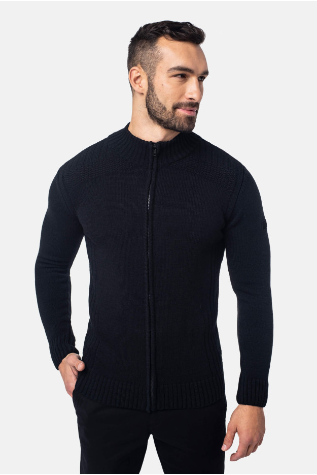 SWETER VINCENT ROZPINANY CZARNY