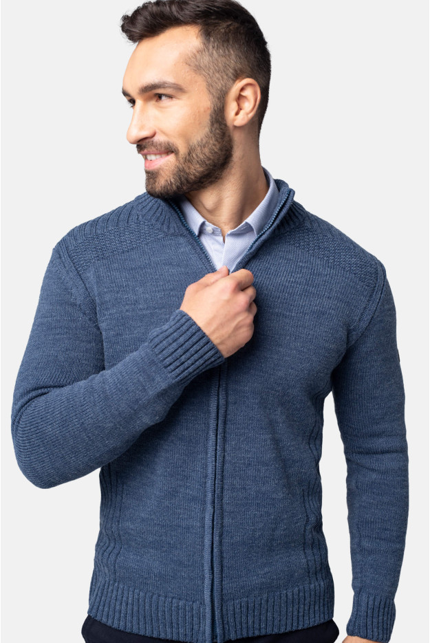 SWETER VINCENT ROZPINANY NIEBIESKI