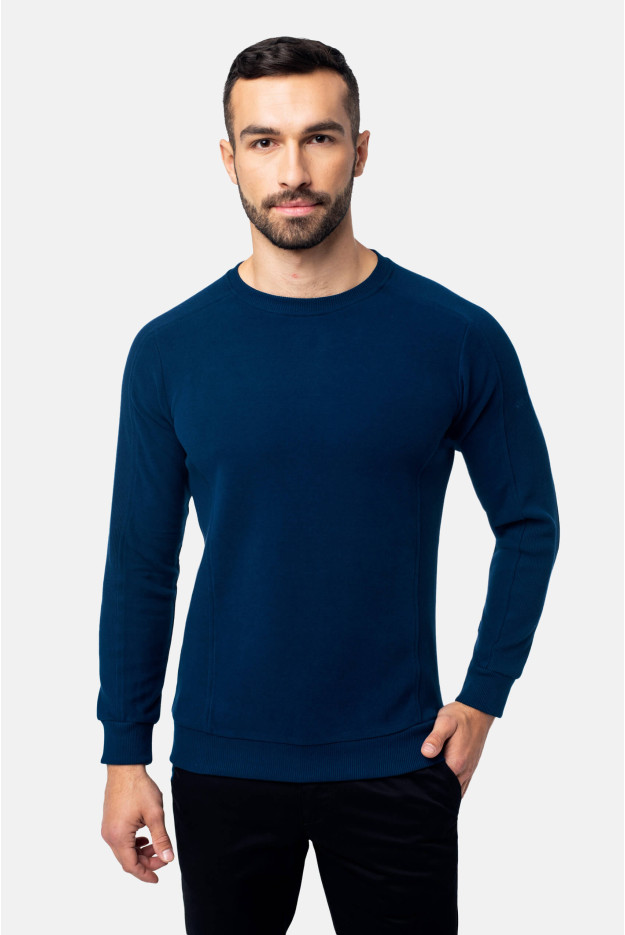 BLUZA CREW Z OKRĄGŁYM DEKOLTEM GRANATOWA