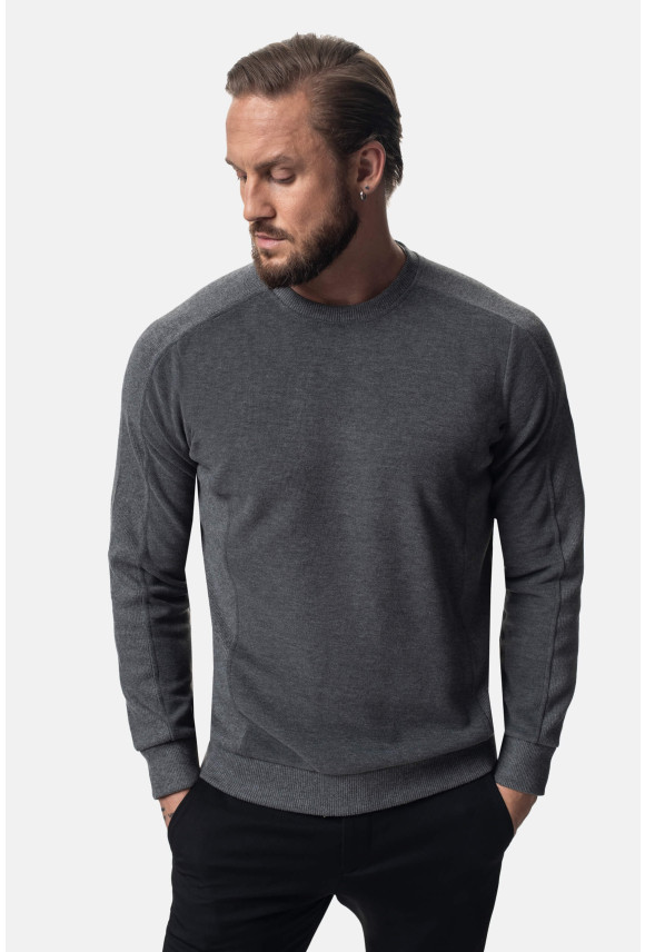 BLUZA CREW Z OKRĄGŁYM DEKOLTEM SZARA