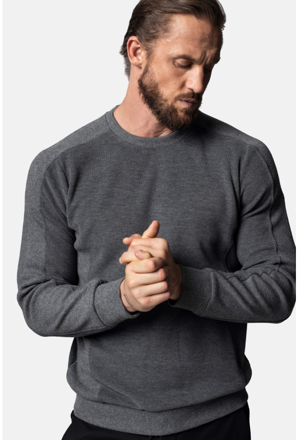BLUZA CREW Z OKRĄGŁYM DEKOLTEM SZARA