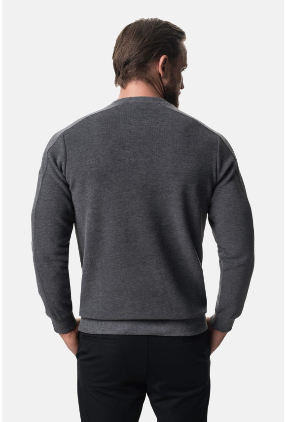 BLUZA CREW Z OKRĄGŁYM DEKOLTEM SZARA