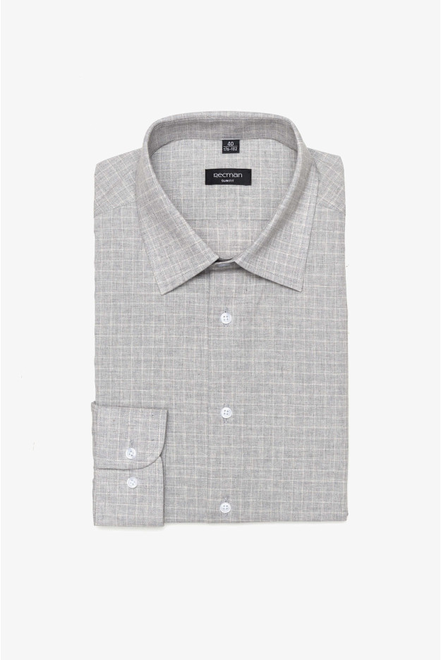 KOSZULA COVIVA 3117D DŁUGI RĘKAW SLIM FIT SZARA