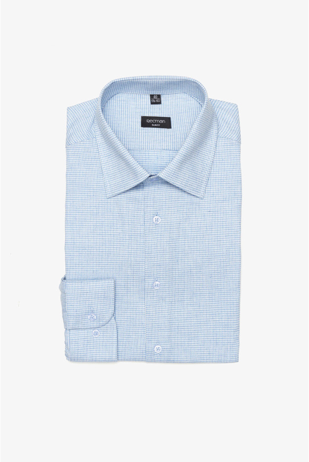 KOSZULA COVIVA 3121D DŁUGI RĘKAW SLIM FIT NIEBIESKA