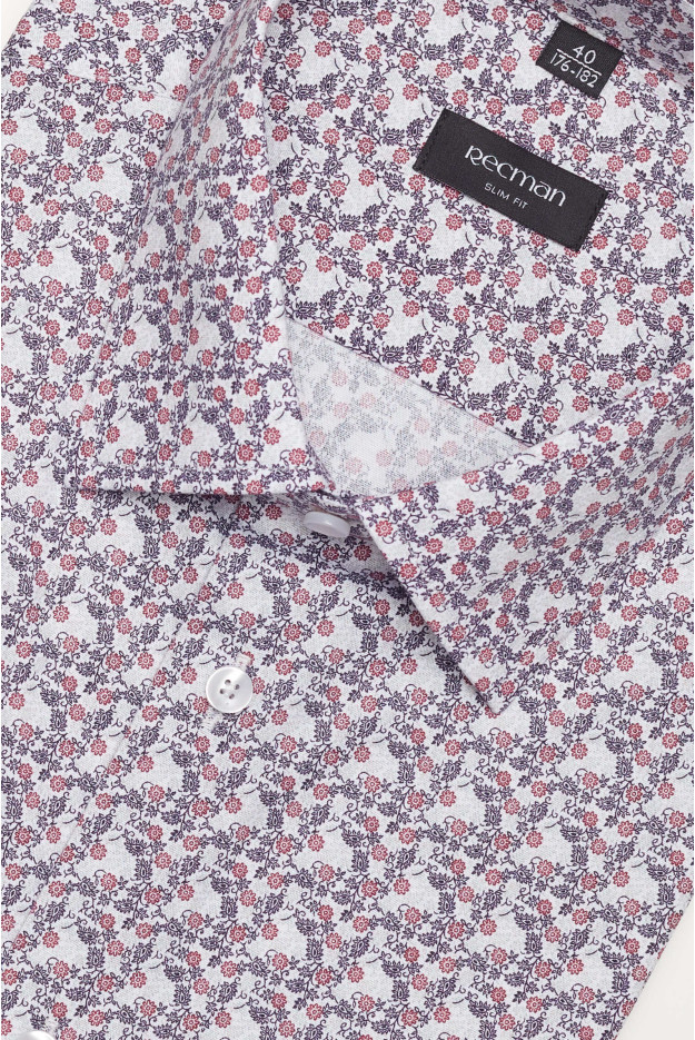 KOSZULA COLINE 3099T KRÓTKI RĘKAW SLIM FIT BORDOWA