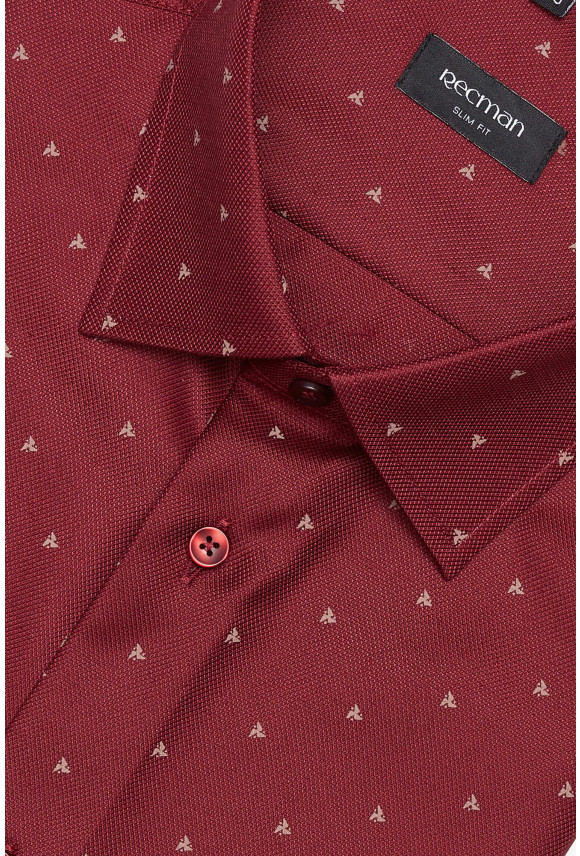 KOSZULA CORSINI 3127T DŁUGI RĘKAW SLIM FIT BORDOWA