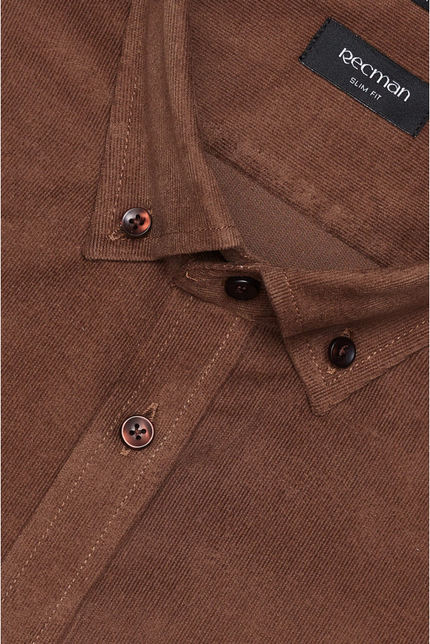 KOSZULA FORMENTO 3124 DŁUGI RĘKAW SLIM FIT BRĄZOWA