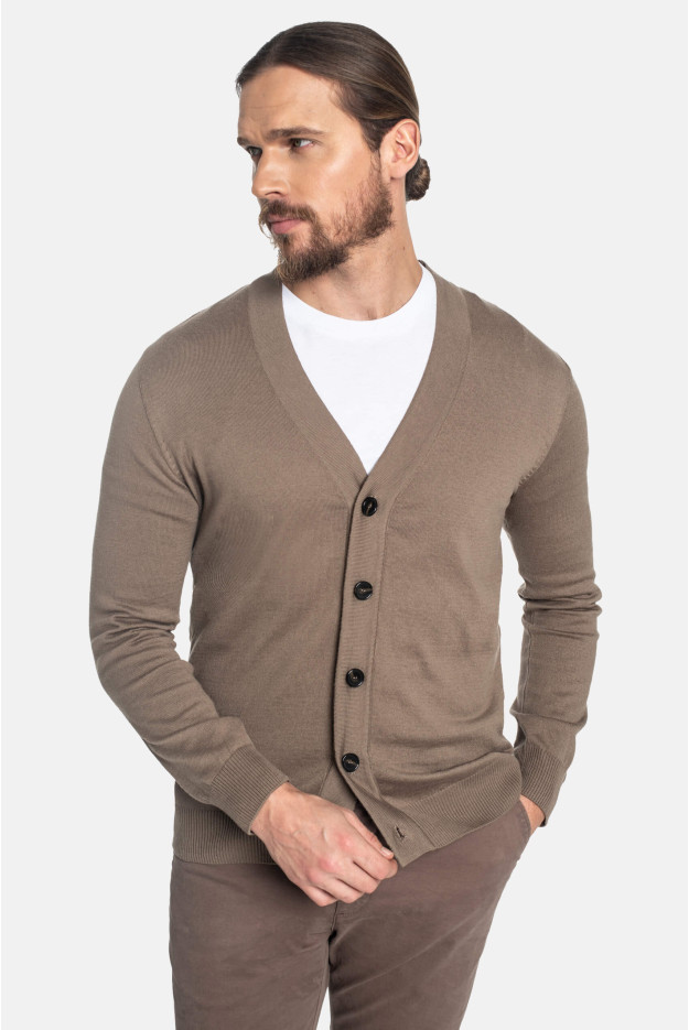 SWETER CALLOT ROZPINANY BRĄZOWY