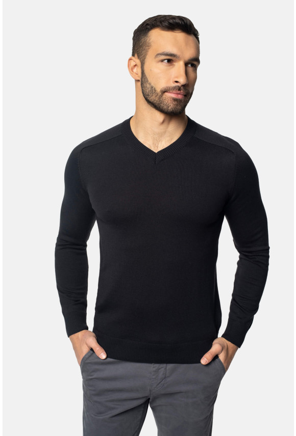 SWETER VERO Z DEKOLTEM TYPU SEREK CZARNY