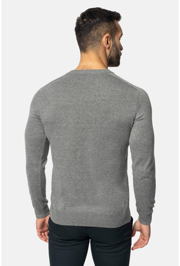 SWETER VERO Z DEKOLTEM TYPU SEREK SZARY