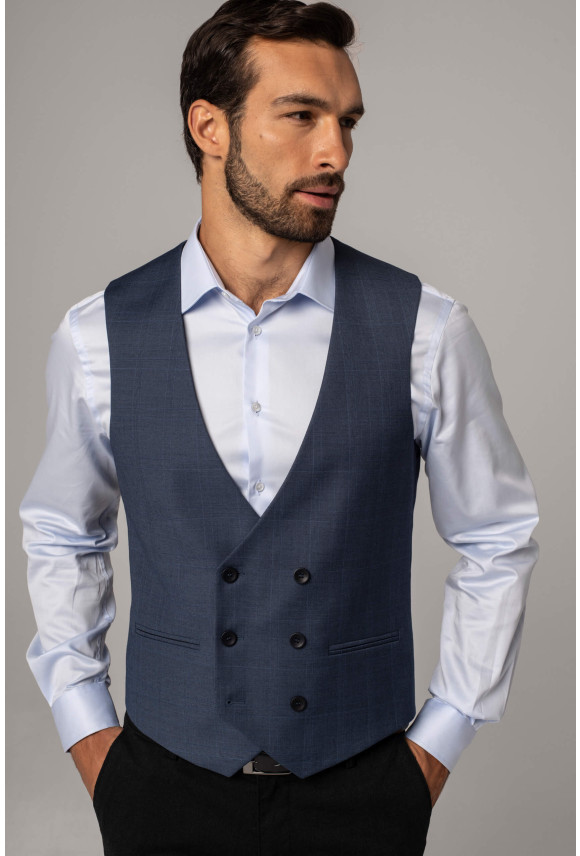 KAMIZELKA BALMES SLIM FIT NIEBIESKA
