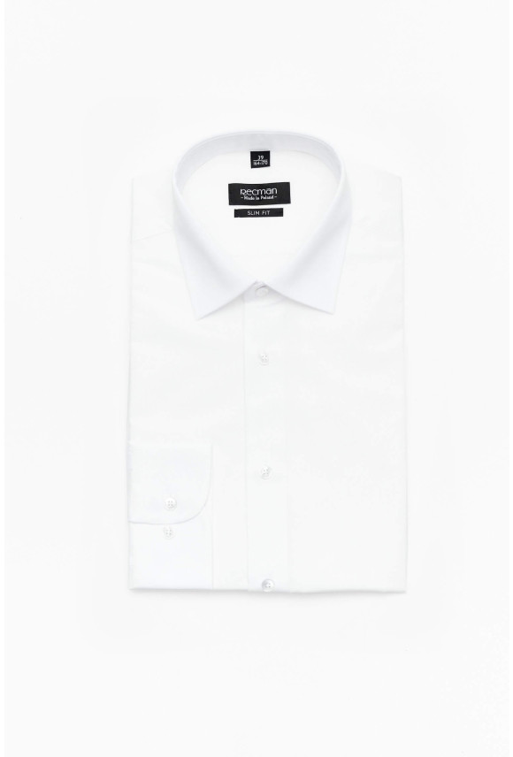 KOSZULA VERSONE 90001 DŁUGI RĘKAW SLIM FIT BIAŁA