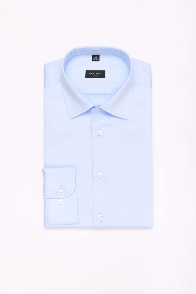 KOSZULA VERSONE 3509 DŁUGI RĘKAW SLIM FIT BŁĘKITNA