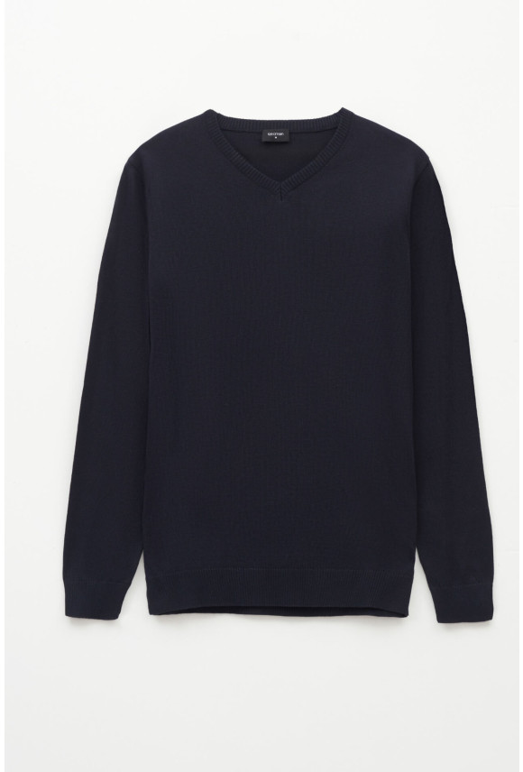 SWETER VARLIN Z DEKOLTEM TYPU SEREK GRANATOWY