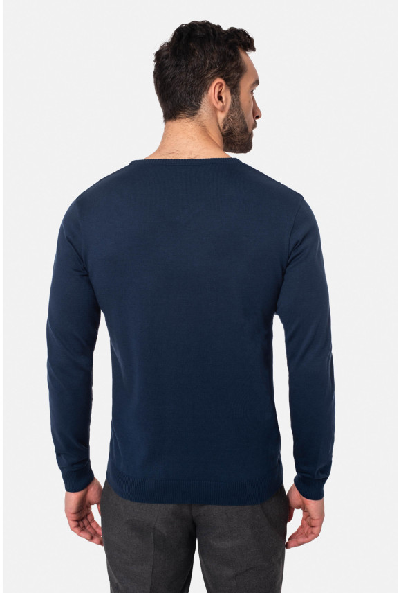 SWETER VARLIN Z DEKOLTEM TYPU SEREK NIEBIESKI