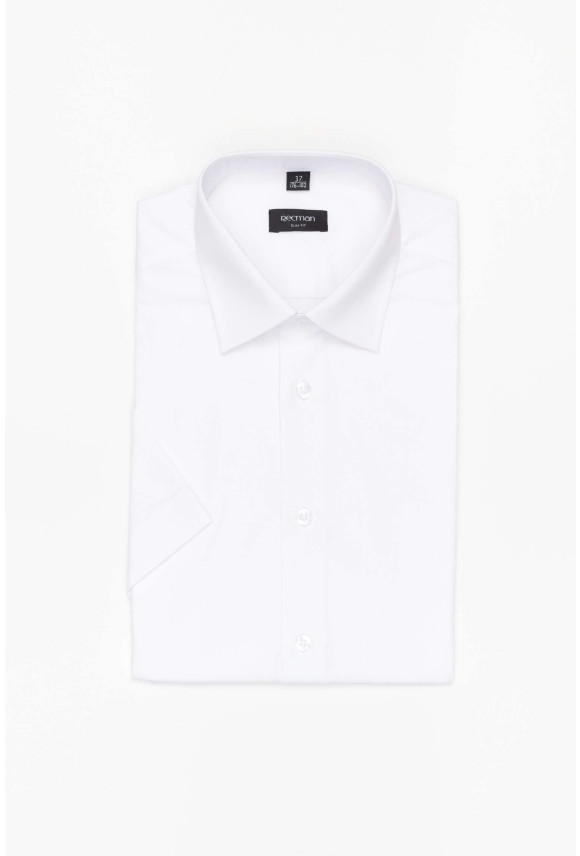 KOSZULA VERSONE 90001 KRÓTKI RĘKAW SLIM FIT BIAŁA