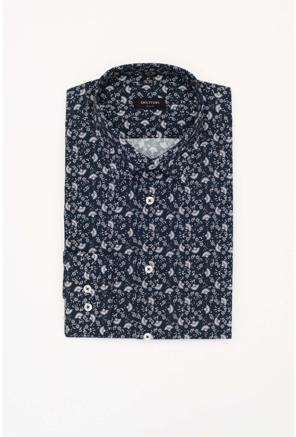 KOSZULA COLINE 3203T DŁUGI RĘKAW SLIM FIT GRANATOWA