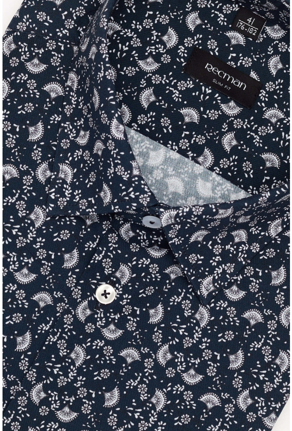 KOSZULA COLINE 3203T DŁUGI RĘKAW SLIM FIT GRANATOWA