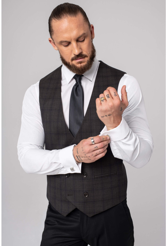 KAMIZELKA NAVES SLIM FIT BRĄZOWA