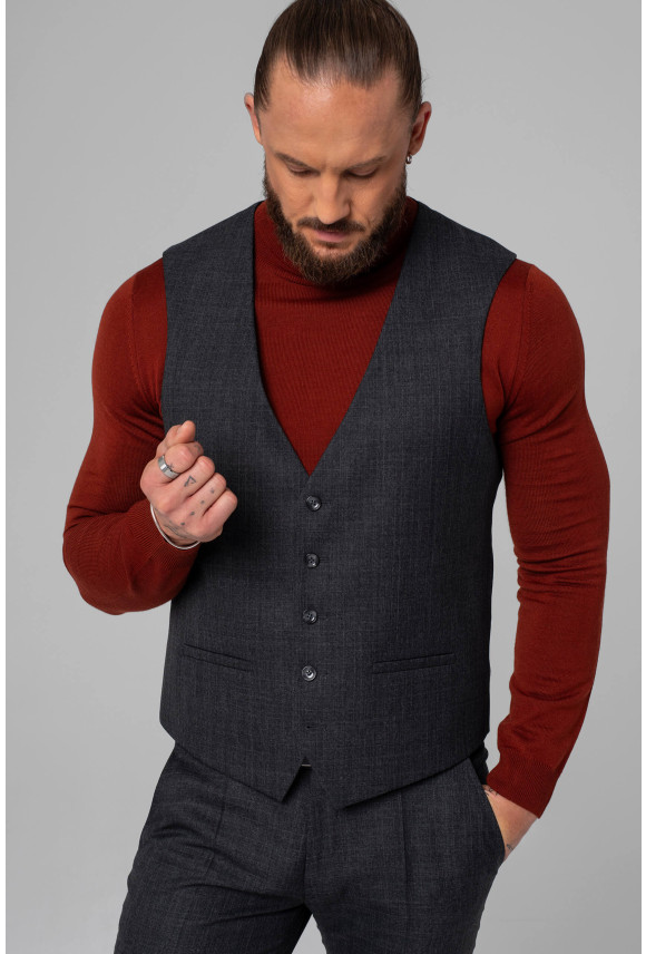 KAMIZELKA MOSTON SLIM FIT GRAFITOWA