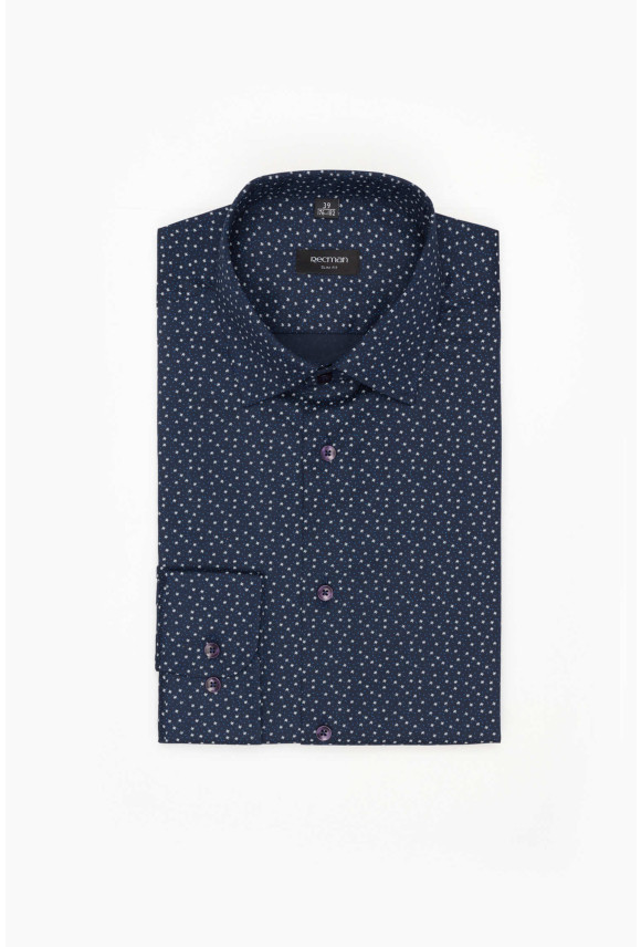 KOSZULA COLINE 3221T DŁUGI RĘKAW SLIM FIT GRANATOWA