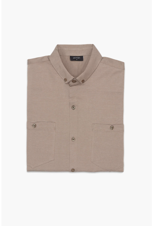 KOSZULA FORMENTO 3227 DŁUGI RĘKAW SLIM FIT BEŻOWA
