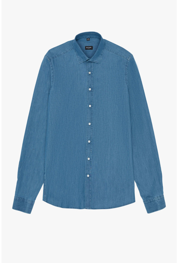 KOSZULA FORMENTO 3230 DŁUGI RĘKAW SLIM FIT NIEBIESKA JEANSOWA