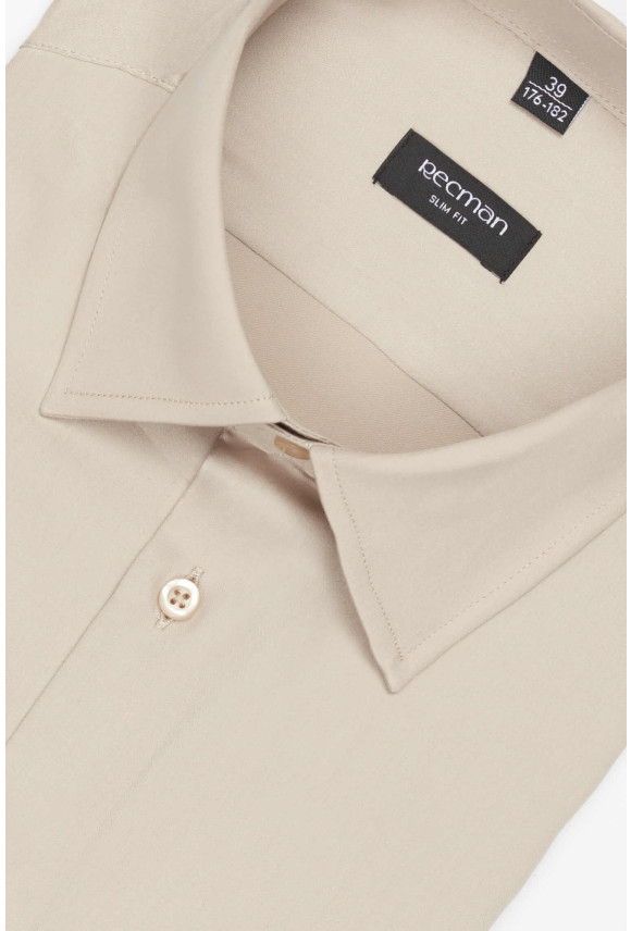 KOSZULA VERSONE 3225D DŁUGI RĘKAW SLIM FIT BEŻOWA