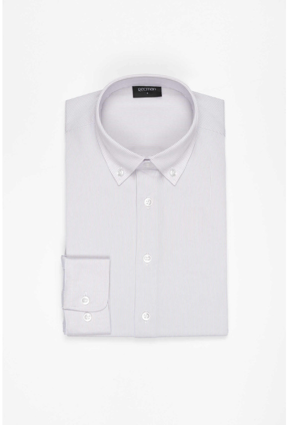 KOSZULA FORMENTO 3223D DŁUGI RĘKAW SLIM FIT BEŻOWA