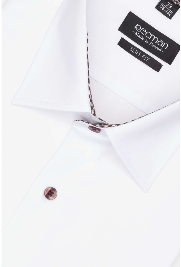 KOSZULA BEXLEY 2400/1E DŁUGI RĘKAW SLIM FIT BIAŁA Z BAWEŁNĄ