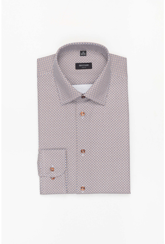 KOSZULA COLINE 3243T DŁUGI RĘKAW SLIM FIT BRĄZOWA Z BAWEŁNĄ