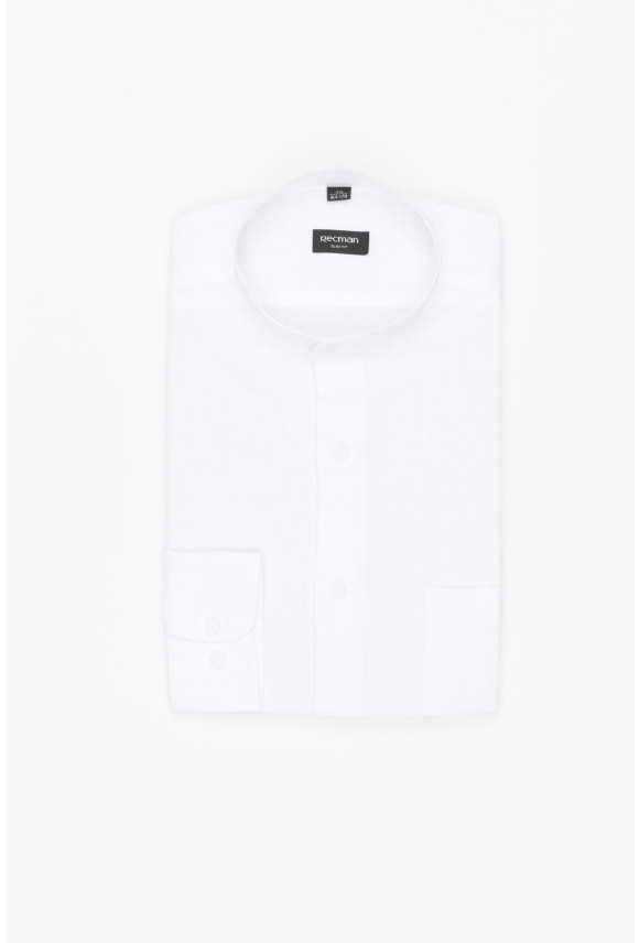 KOSZULA FORMENTO 3242T DŁUGI RĘKAW SLIM FIT BIAŁA Z LNEM
