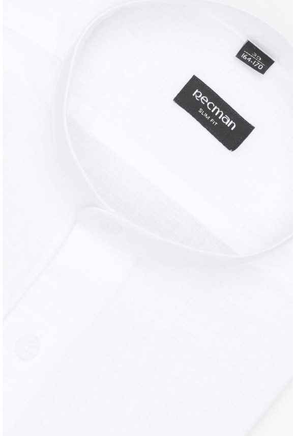 KOSZULA FORMENTO 3242T DŁUGI RĘKAW SLIM FIT BIAŁA Z LNEM